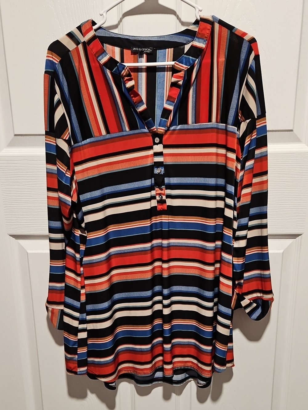 Ava & Grace Orange, Black and Blue Striped Tunic